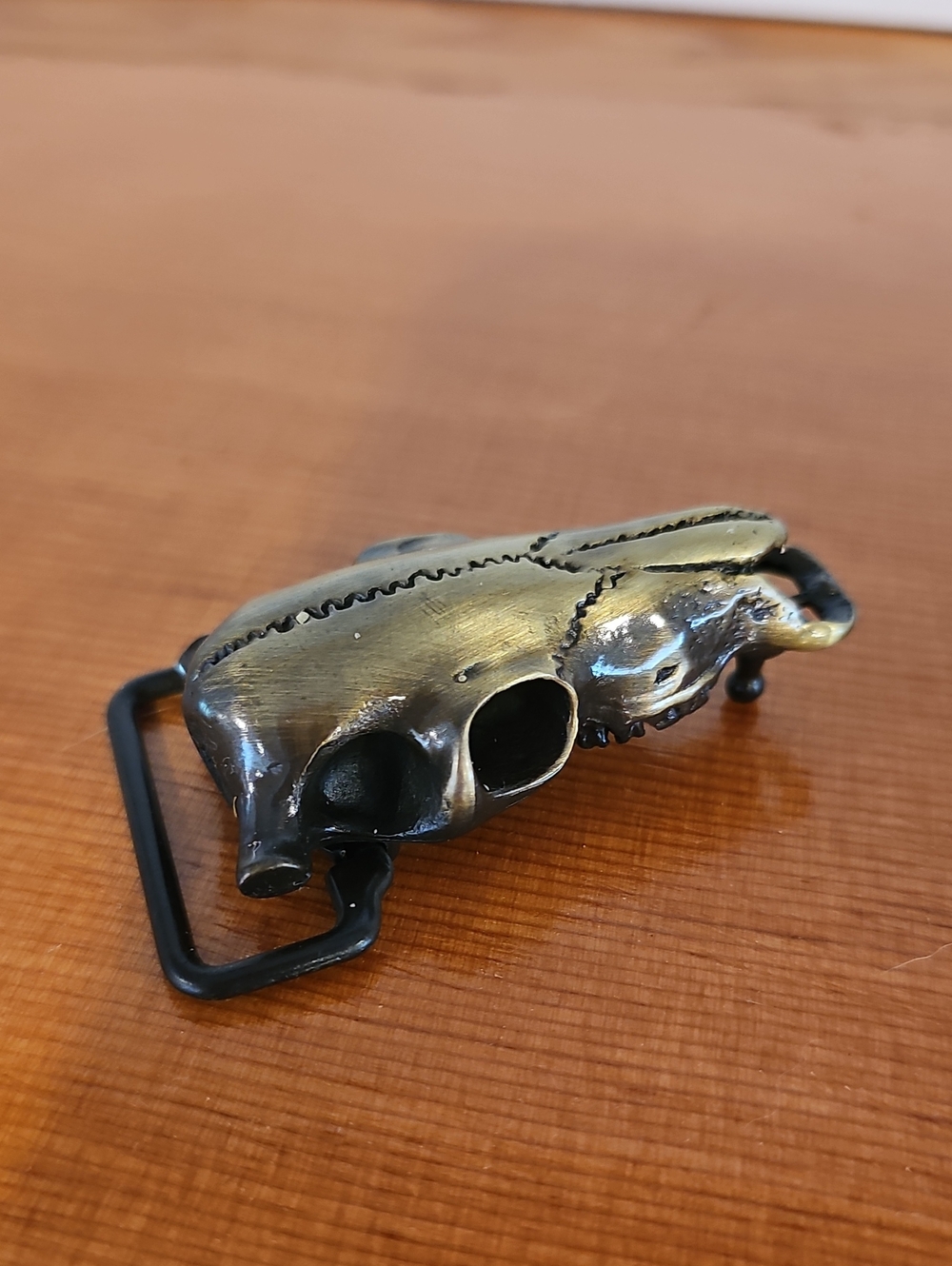 Antique Brass Skull Belt Buckle - Men's Accessory